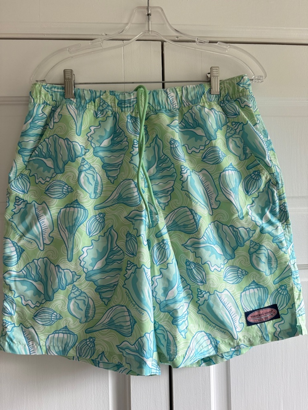 Vineyard Vines Light Green Seashell Print Men's Swim Shorts